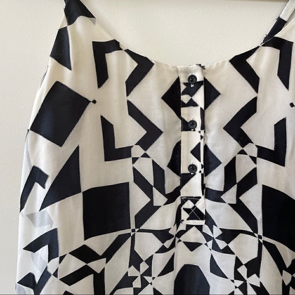 Alice + Olivia Rhi Printed Tiered Black and White Geometric Tank Dress XS - Picture 9 of 13